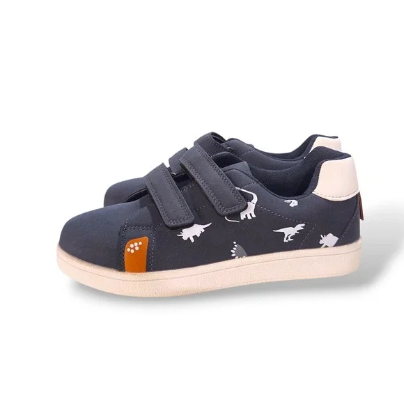 Kids Boys Navy Dinosaur Print Sneakers EU 34 US 2.5 Hook Loop Low Top Shoes - Picture 4 of 9